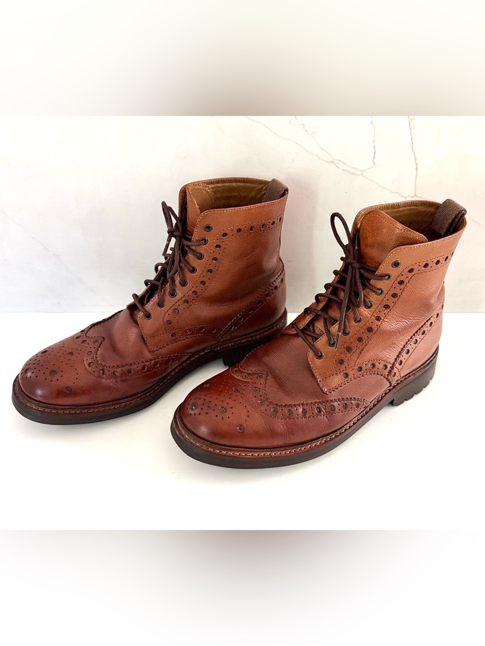 GRENSON Menโs England Fred Lace Up Leather Boots Brown Size 8 G